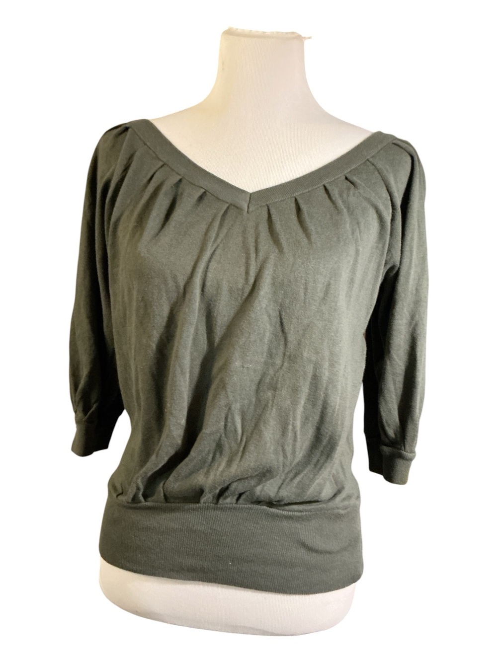 Charlotte Russe Olive Green V-Neck Pullover Top